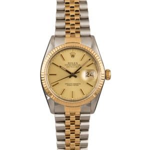 Used Champagne Dial Rolex Datejust 16013 Fluted Bezel