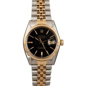 Rolex Two Tone Datejust 16013 Black Dial