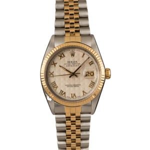 Pre Owned Rolex Two-Tone Datejust 16013 Ivory Pyramid Dial T