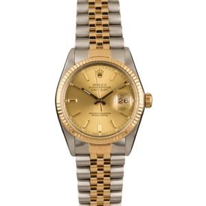 Used Rolex Datejust 16013 Champagne Dial Two Tone Watch T