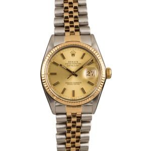 Used Rolex Two Tone Datejust 16013 Champagne Dial 36MM Watch