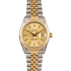 Pre Owned Rolex Two-Tone Datejust 16013 Champagne Dial