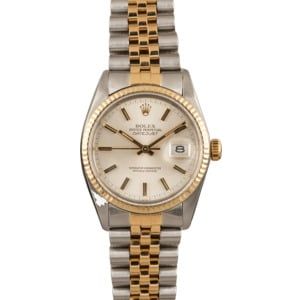 Pre Owned Rolex Datejust 16013 Two Tone Silver Dial