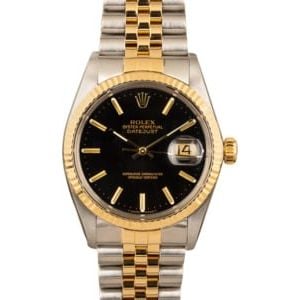 Pre-Owned Rolex Datejust 16013 Black Dial Watch