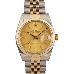 Rolex Two-Tone Datejust Champagne Dial 16013