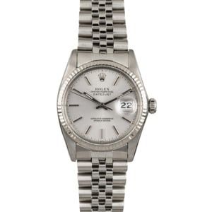 Used Rolex Datejust 16014 Silver Dial Steel Jubilee