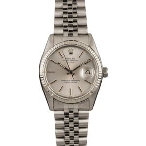 Vintage Rolex Datejust 16014 Silver Dial Steel Jubilee