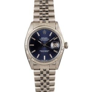 Pre Owned Rolex Datejust 16014 Blue Index Dial