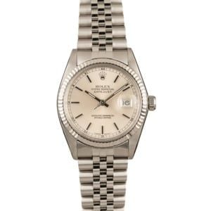 Used Rolex Datejust 16014 Silver Index Dial Jubilee