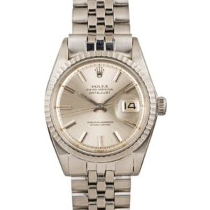 Rolex Datejust 1603 Stainless Steel Engine Turned Bezel