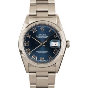 Genuine Rolex Datejust 16200 Blue Roman Dial TT