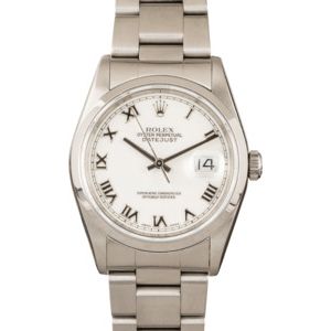 Rolex Datejust 16200 White Dial Steel Oyster