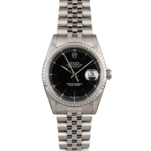 Rolex Datejust 16220 Black Dial Steel Jubilee