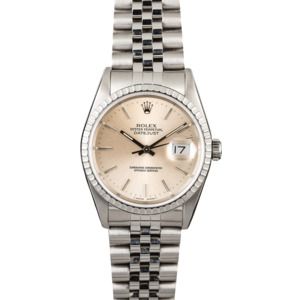 Men's Used Rolex Datejust 16220 Silver Index Dial