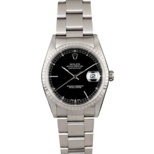 Rolex Datejust 16220 Black Dial Steel Oyster