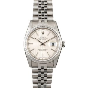 Rolex Datejust 16220 Silver Tapestry Index Dial