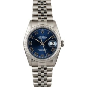 Rolex Datejust 16220 Blue Roman Dial