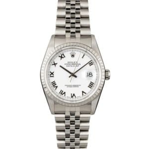 Used Rolex Datejust 16220 White Roman Dial