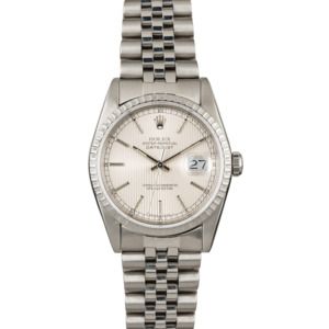 Used Rolex Datejust 16220 Silver Tapestry Dial