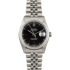 Used Rolex Datejust 16220 Black Dial Steel Jubilee