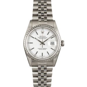 Used Rolex Datejust 16220 White Index Dial