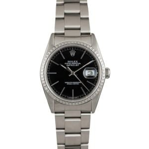 Used Rolex Datejust 16220 Black Dial Steel Oyster