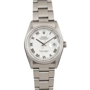 Rolex Datejust 16220 White Roman Index Dial