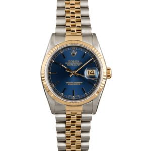 Rolex Datejust 16233 Blue Index Dial Two Tone Jubilee