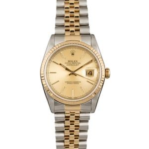 Rolex Datejust 16233 Two Tone with Champagne Tapestry Dial