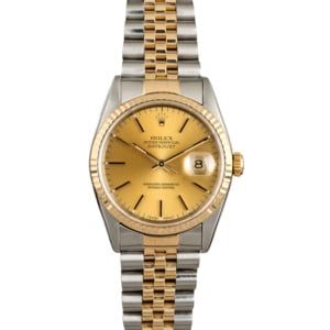 Used Rolex Datejust 16233 Two Tone Band Champagne Dial