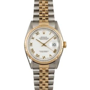 Rolex Datejust 16233 Two Tone Jubilee White Roman Dial