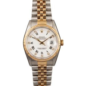 PreOwned Rolex Datejust 16233 White Diamond Roman Dial T