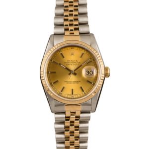 Rolex Datejust 16233 Mens Two Tone Champagne Dial