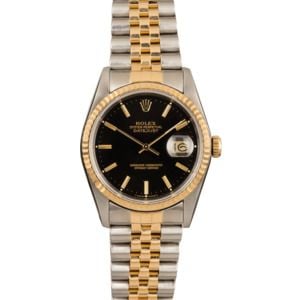 Datejust Rolex 16233 Black Dial Certified Pre Owned