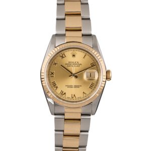 Pre Owned Champagne Roman Dial Rolex Datejust 16233