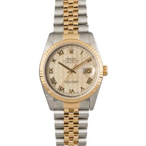 Used Rolex Datejust 16233 Ivory Pyramid Roman Dial