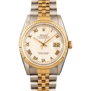 Pre Owned White Roman Dial Rolex Datejust 16233