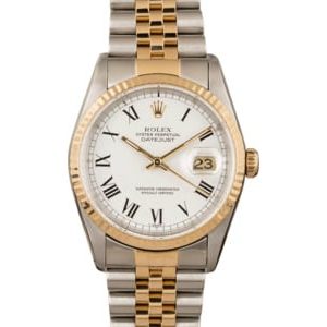 Datejust Rolex 16233 White Roman Dial