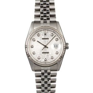 Men's Rolex Datejust 16234 Silver Diamond Jubilee Dial