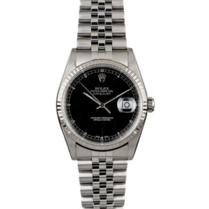 Rolex Datejust 16234 Black Dial Steel Jubilee