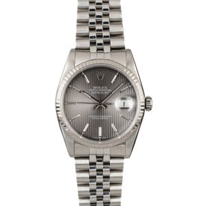 Steel Rolex Datejust 16234 Slate Tapestry Dial