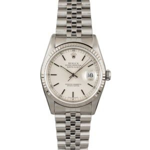 Certified Rolex Datejust 16234 Silver Index Dial