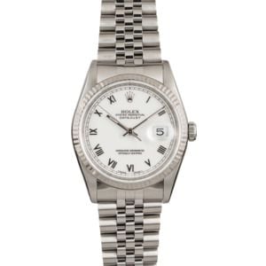 Used Rolex Datejust 16234 White Roman Dial Jubilee Band