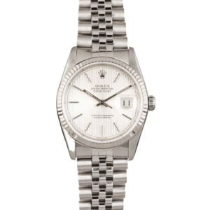 Used Rolex Datejust 16234 Silver Tapestry Index Dial