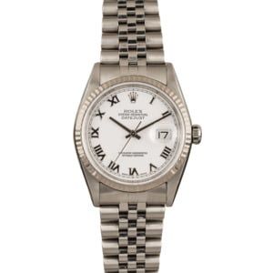 Used Rolex DateJust 16234 White Roman Dial Fluted Bezel