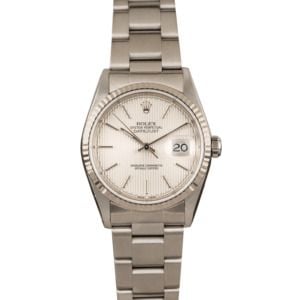 Pre-Owned Rolex DateJust 16234 Silver Tapestry Dial T