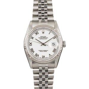 Pre Owned Rolex Datejust 16234 White Roman Dial