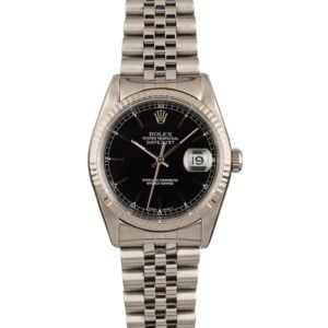 Pre Owned Rolex Datejust 16234 Black Dial Steel Jubilee