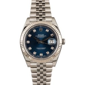 Rolex Steel Datejust 41 Ref 126334 Blue Diamond Dial