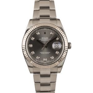 Used Rolex Datejust 41 Ref 126334 Dark Rhodium Diamond Dial